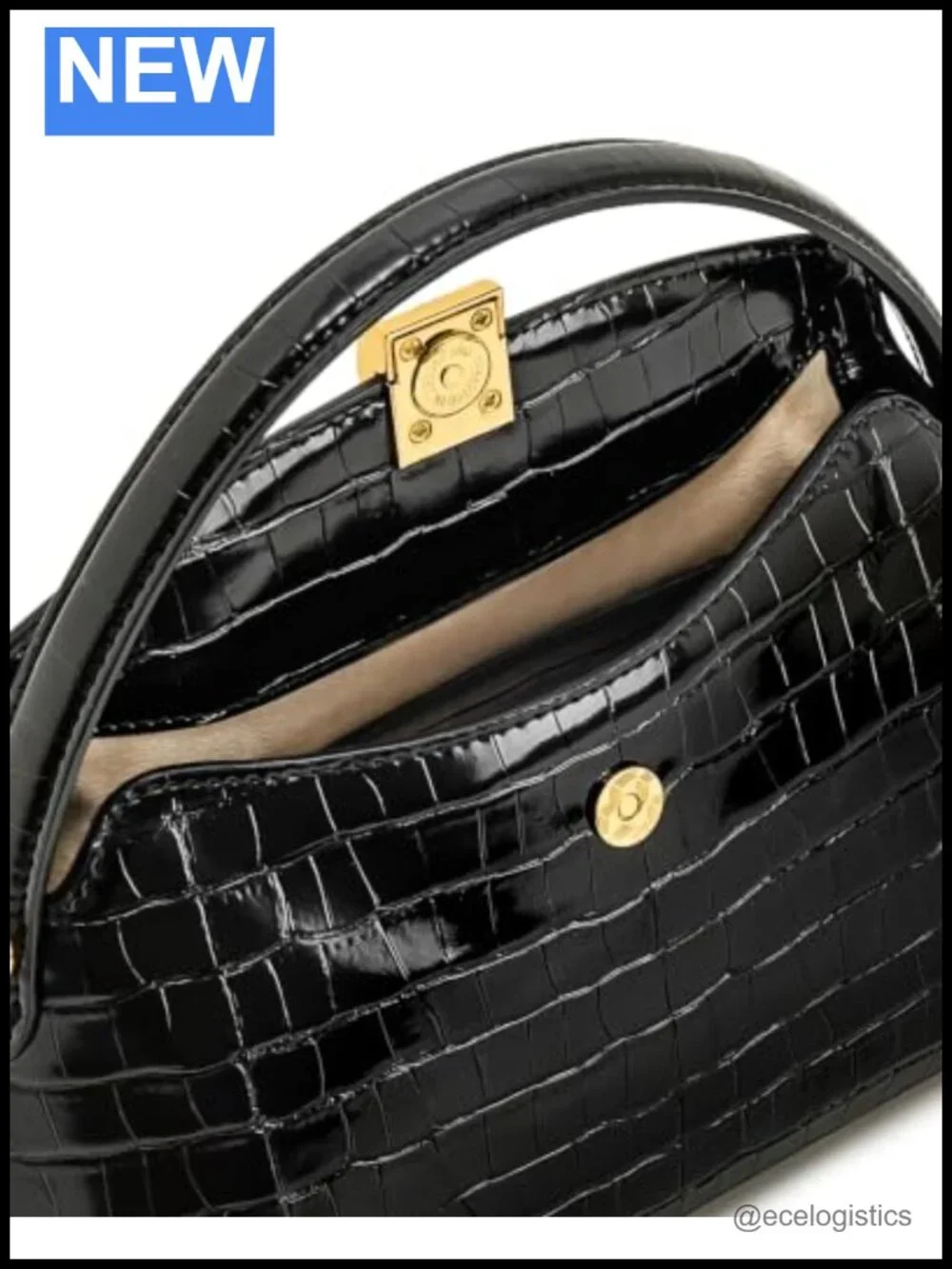 Croc-Embossed Vegan Leather Top Handle Bag Crossbody Satchel